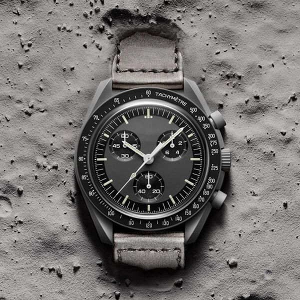 

watches wristwatches mercury full function quarz chronograph mission to moon 42mm luxury limited master wristwatch, Slivery;black