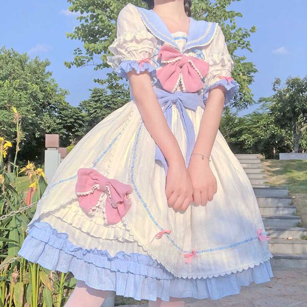 

dress sakura lolita genuine summer short-sleeved lo skirt little sailor sk suit op cosplay, Black