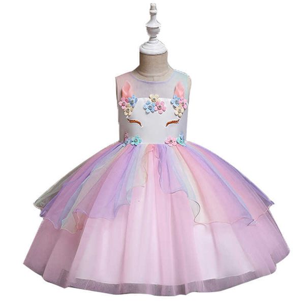 

yiwenqi chil1en's new unicorn summer chil1en's 1ess girl's princess 1ess chil1en's 1ess wedding 1ess shaggy skirt, Blue
