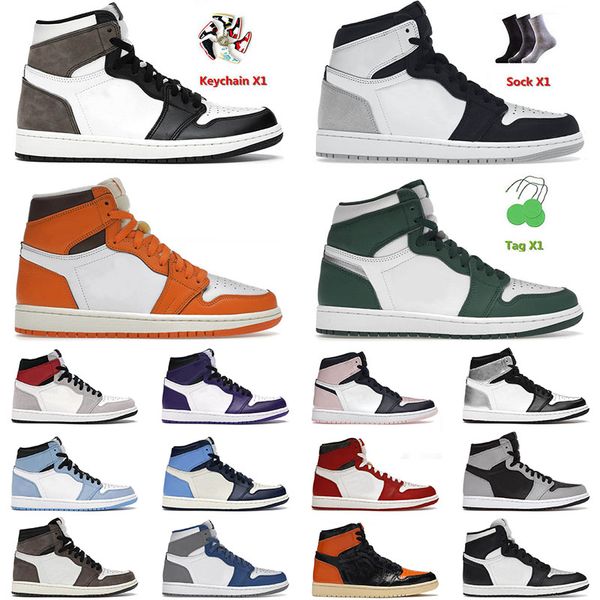 

jumpman 1 1s og basketball shoes for mens women high dark mocha grey fog groge green starfish true blue sneakers sports trainers eur 36-46