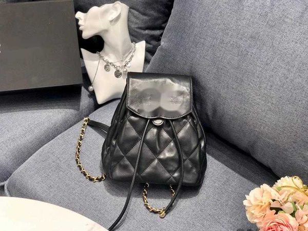 

evening bags luxury brand design cc letter backpack 559 plaid school bags woman's shoulder chain bag lambskin vintage handbag real leat