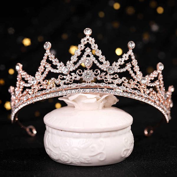 

tiaras new luxury wedding hair accessories pink crystal rhinestone pearl crown handmade bride tiara queen tiara hair accessories z0220, White;golden