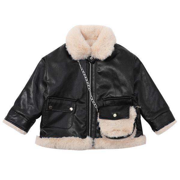 

oc y678401 lou lou girl winter leather coat pu jacket loose water proof keep warm zipper luxury customization, Blue;gray