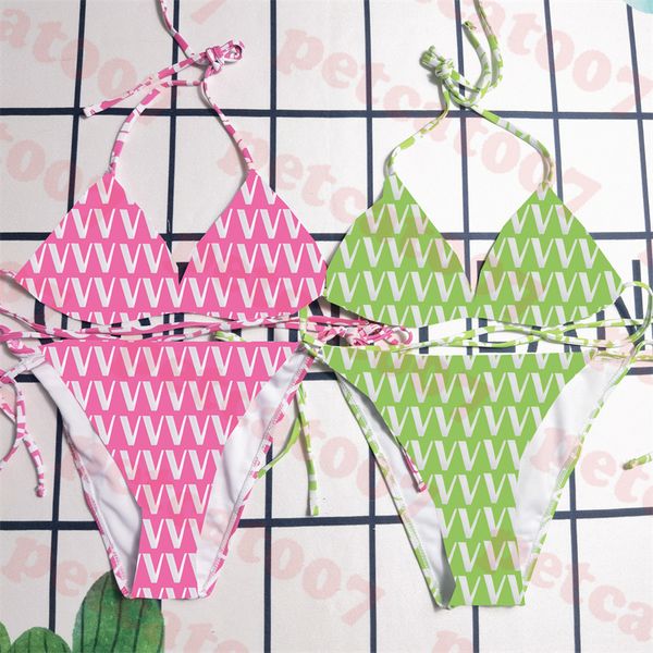 

letter print bikini holiday sister swimwear classic triangle swimsuit womens split bathing suit