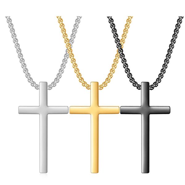 

factory wholesale cross necklace simple fashion cross stainless steel men's necklace pendant titanium steel necklace accessories for me, Silver