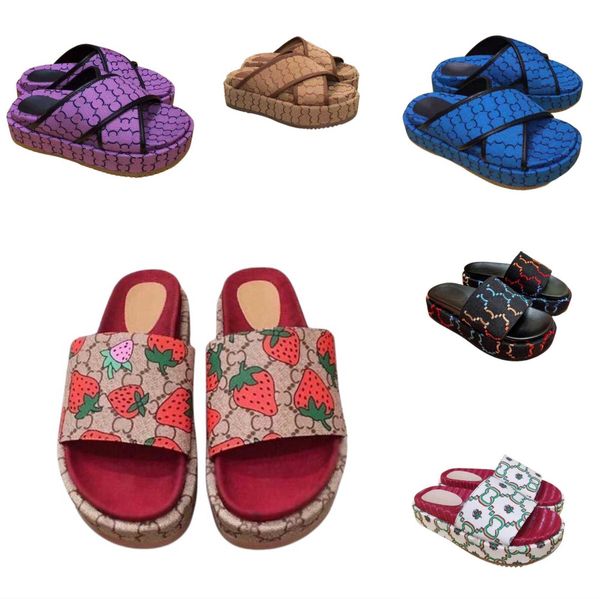 

fashion g men's women's sandals slippers designer luxury flats high heels platform shoes flip-flops embroidered jacquard craft rub, Black