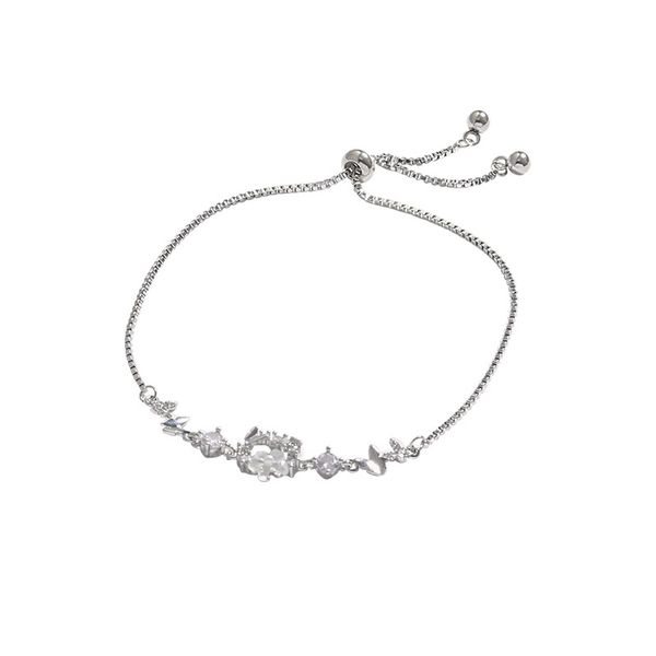

light luxury niche ins wind flower bracelet female senior design sense pull type zircon butterfly hand string hand accessories, Golden;silver