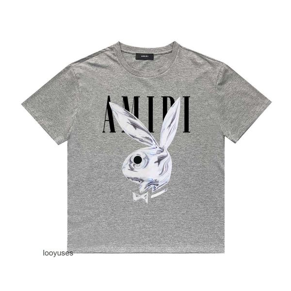 

t casual fashion grey shirt us amirs front 2023 rabbit print mens designer hip hop high street round neck short sleeve t-shirt z4qp, White;black