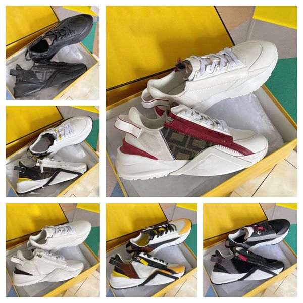 

2023 luxury flow men sneakers shoes mesh breathable men zipper skateboard walking rubber runner sports shoe chunky fabrics wholesale trainer, Black