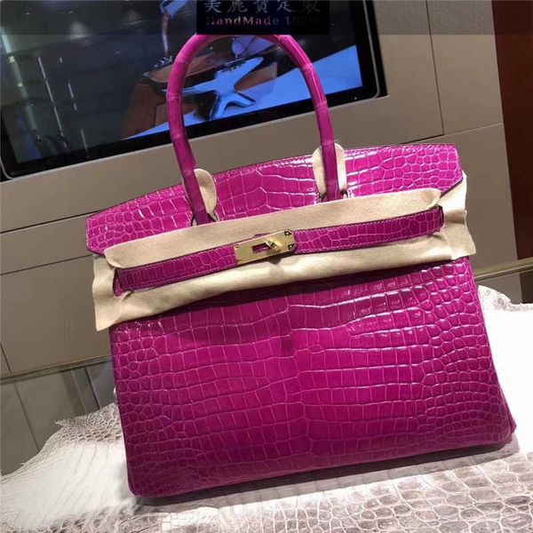 

handbags her bags designer mus brand luxury leather handmade real crocodile bag 25cm women handbag purple classic elegant c4le