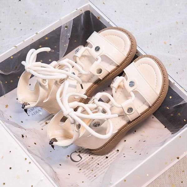 

sandals children's girls roman sandals versatile lace-up fashion princess shoes non-slip breathable solid color soft kids sandals r2302, Black;red