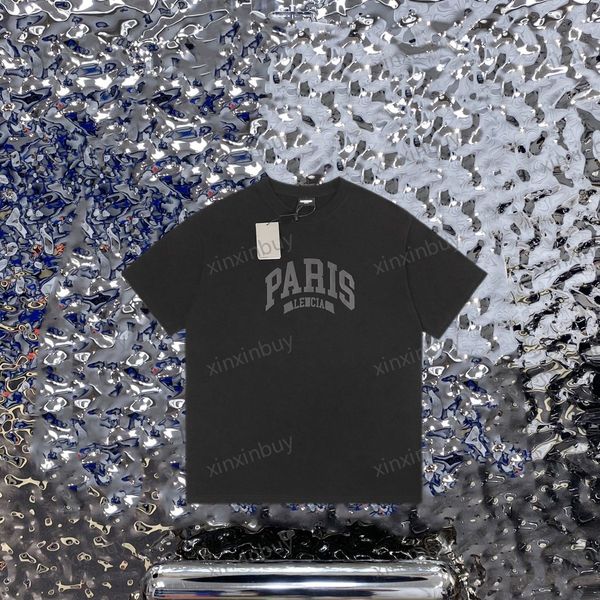 

xinxinbuy men designer tee t shirt 23ss cities paris print short sleeve cotton women white black green blue xs-2xl, Black;brown