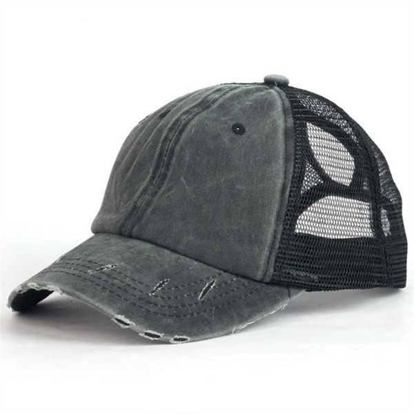 

ball caps summer men and women tongue shade hat washed light board cotton horsetail baseball hole net cap r230220, Blue;gray