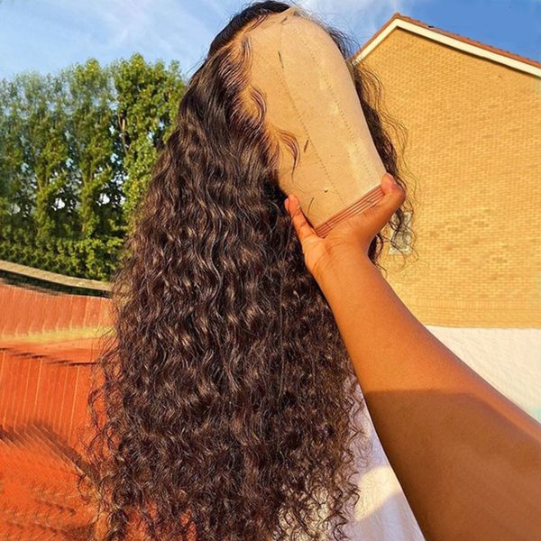 

synthetic wigs 30 40 inch deep wave 360 hd lace frontal brazilian 13x4 front wig loose water wavy curly human hair for women 230221, Black