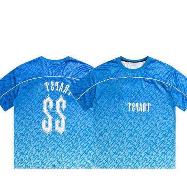 

designer t shirt trap star summer new fashion brand embroidery gradual relaxed men's dry mesh short sleeve blue, White;black