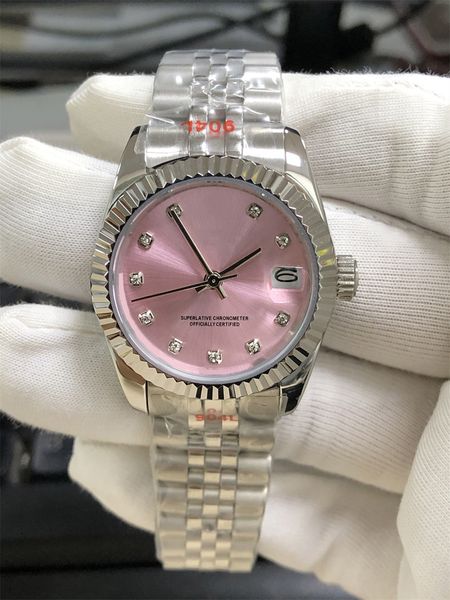 

women's watch 31mm gold stainless steel woman 2813 movement ladies, Slivery;brown