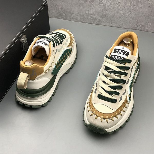 

italian designer dress wedding party shoes fashion light vulcanize low casual sneakers round toe thick bottom business driving walking loafe, Black