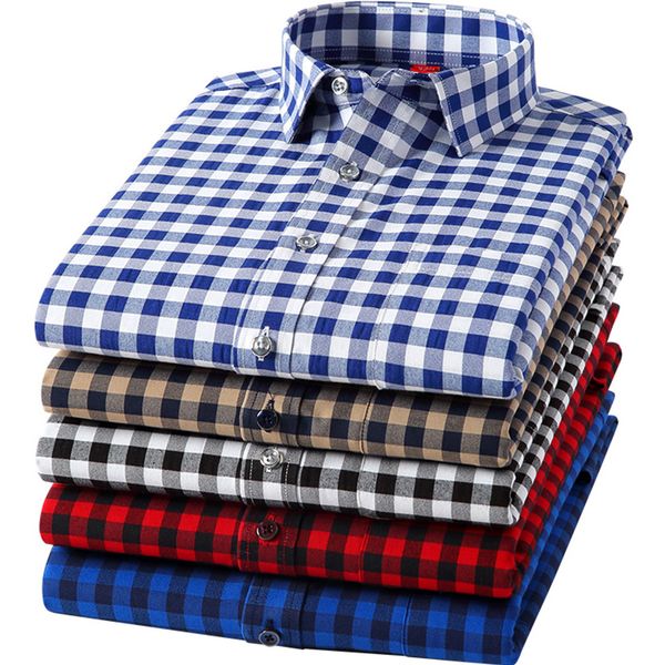 

men's casual shirts plaid for mens long sleeve cotton dress man chest pocket regularfit men social shirt clothing 4xl 230221, White;black