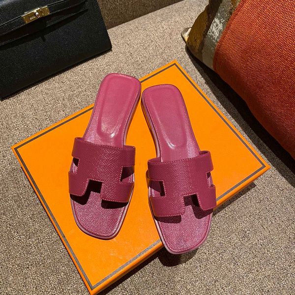 

flats oran sandal women summer slippers patent leather lychee crocodile skin maroon fonce khaki triple white brown classic black women slide