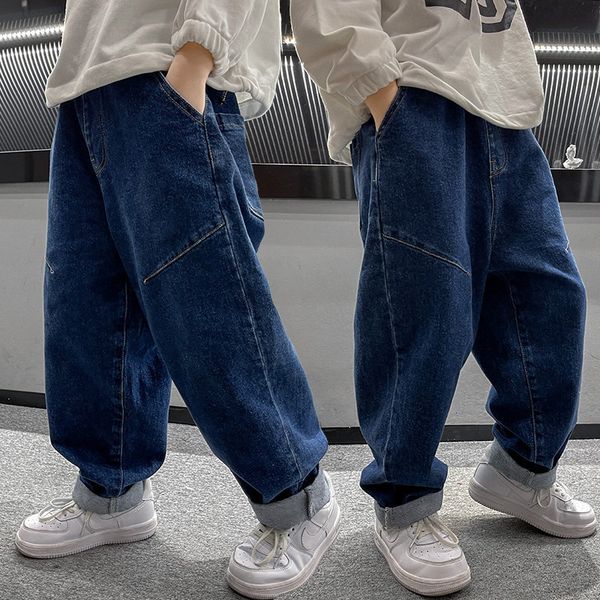 

jeans arrivals children s spring autumn mid waist pants for boys casual denim trousers teen 5 14years old 230220, Blue