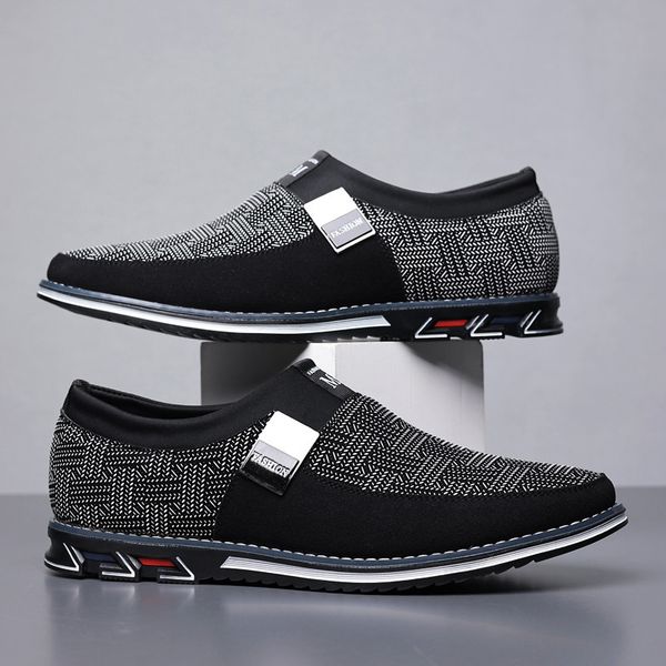 

dress shoes plus size casual shoes men slip on loafers outdoor daily sports breathable men shoe comfortable drivingshoe zapatos hombre 23022, Black