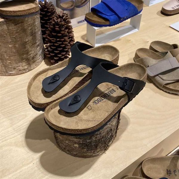 

slippers factory designer birkinstocks boken slippers gizeh boken cork herringbone slippers men's and women's sandals beach shoes, Black