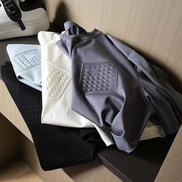 

men's plus size cotton t shirt designer shirts pocket embossed short-sleeved pullover men and women luxury t-shirt fashion solid color, White;black