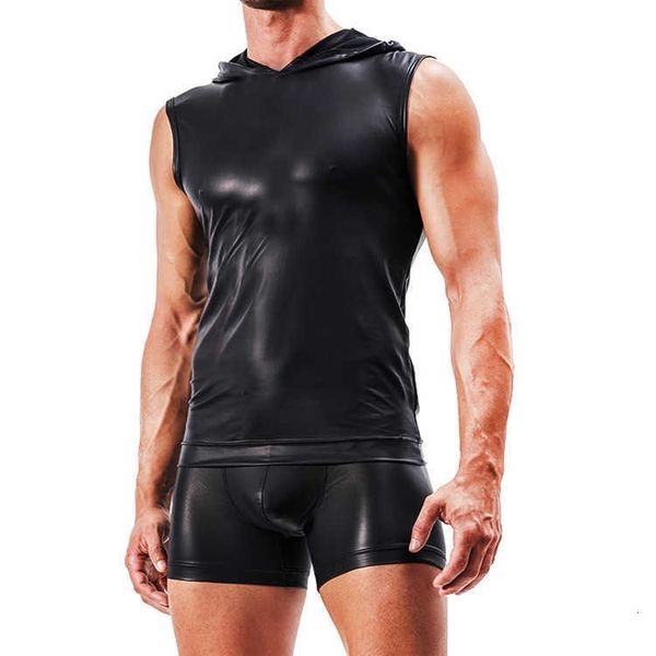 

men's vest imitation leather fun suit underwear leisure patent, White;black
