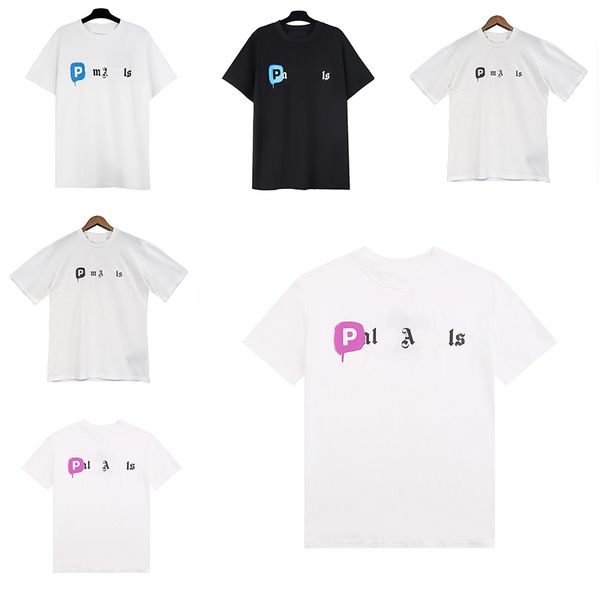 

designer fashion palm men's t-shirt women's t-shirt lettering graffiti print cotton shirt enthusiast loose casual short sleeve t-s, White;black