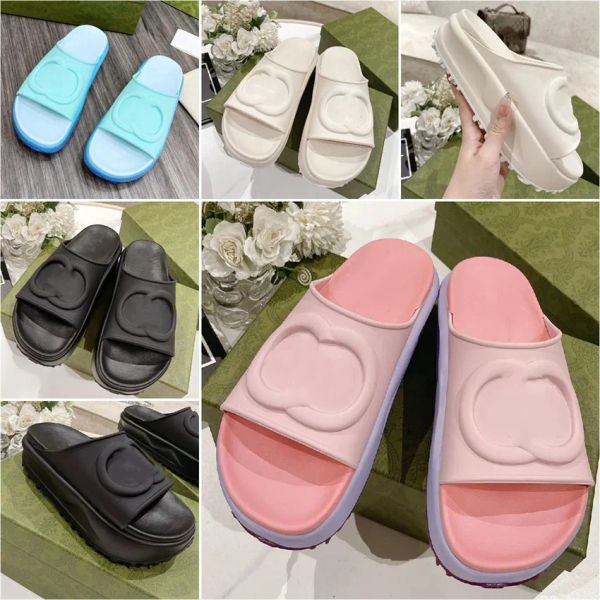 

luxury slippers slide brand designers women ladies hollow platform sandals made of transparent materials fashionable lovely sunny beach woma, Black