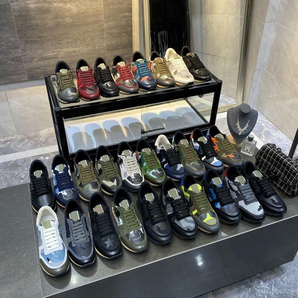 

valentinoly sneakers camouflage shoes rivet designer casual shoes trai men women sneaker rockrunner chaussures studded