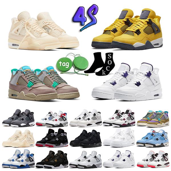 

2023 mens jumpman 4s basketball shoes womens wild things black cat cool grey 4 jumpman4 metallic green jordens 36-46