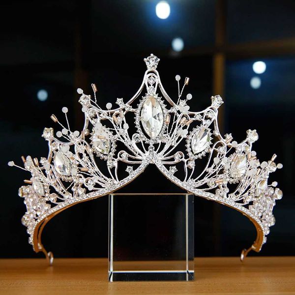 

tiaras princess crown for girls birthday crystal crown handmade pearl crystal tiara wedding bridal rhinestone crown headband tiara z0220, White;golden