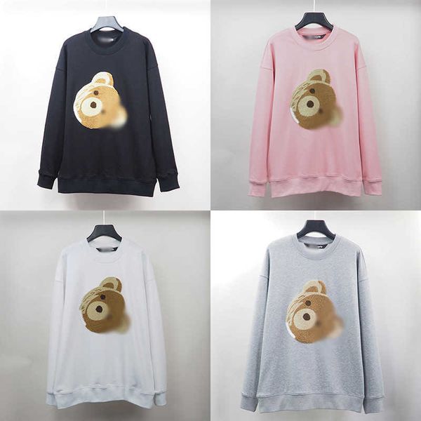 

men's hoodies sweatshirts round neck loose sweater embroidered bear women's jacket t230220, Black