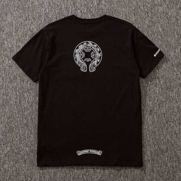 

luxury men's fashion t shirt ch brand tees men women sanskrit letter couple t-shirt sweatshirt horseshoe flower short sleeve polos 0a3, White;black