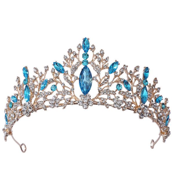 

tiaras kmvexo blue purple rose crystal crowns baroque vintage rhinestone tiaras for women bride pageant diadem wedding hair accessories z022, White;golden