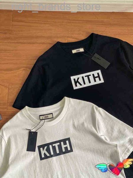 

men's t-shirts black white kith tee men women box graphic printed kith t-shirt cotton casual classic short sleeve0221v23, White;black