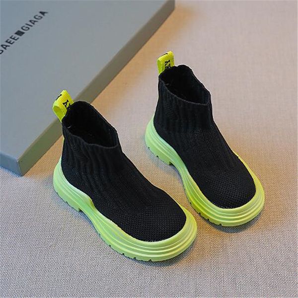 

new style children's sneakers girl's 2023 spring fashion high-boots elastic fabric kids boys girls casual sports shoes toddler bab, Black;red