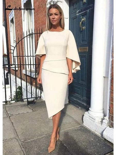 

casual dresses sheath column mother of the bride dress elegant jewel neck knee length charmeuse half sleeve with tier 230221, Black;gray
