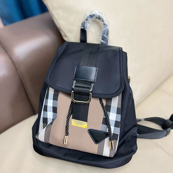 

check totes bag tartan backpack travel bags shoulder bag string checkered cotton fabric women handbag purse buckle large capacity duffel bag