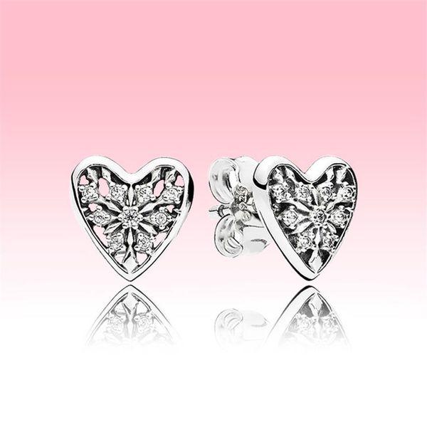 

love heart wedding stud earring cz diamond jewelry with original box for pandora 925 sterling silver heart-shaped earrings for wom289q, Golden;silver