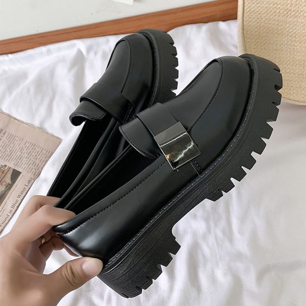 

dress shoes womens derby black flats british style casual female sneakers ladies footwear shallow mouth loafers with fur soft 230220