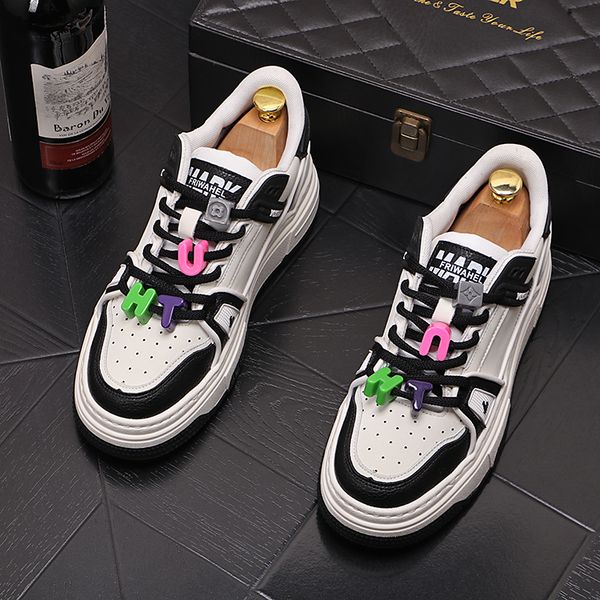 

luxury designer men's shoes retro style lace up comfortable air cushion shoes rock punk sports walking sneakers zapatos hombre, Black