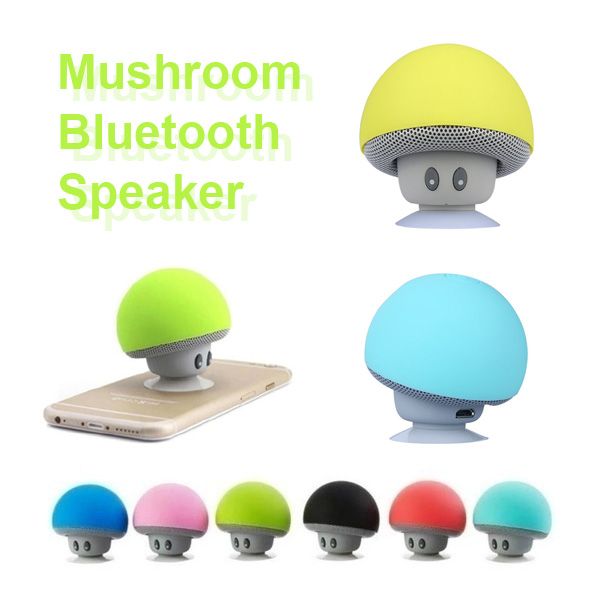 

mini mushroom bluetooth speaker portable waterproof silicone smart speakers for shower outdoor sports with sucker car accessories in retail