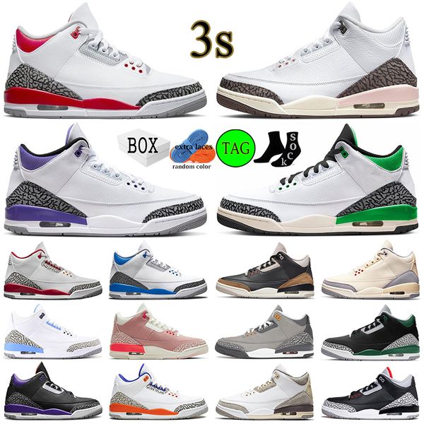 

men women 3s basketball shoes jumpman 3 with box fire red dark iris neapolitan dark mocha muslin lucky green rust pink black gold kumquat ar