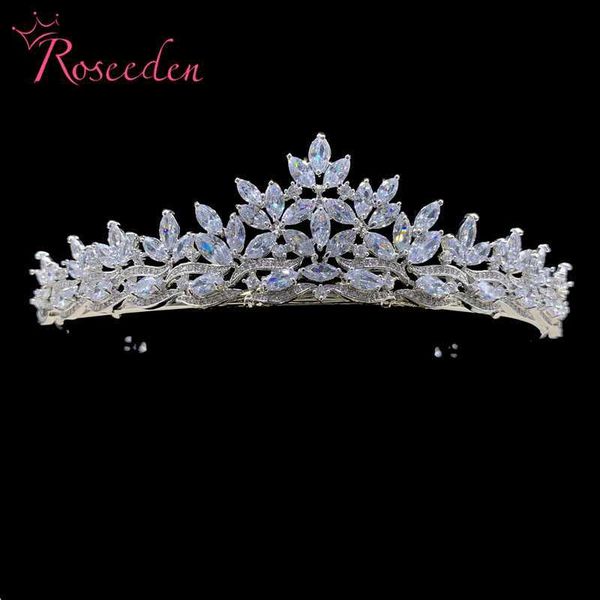 

tiaras luxury cubic zirconia sparking wedding tiaras crown cz rhinestone prom crown coronet bride hair jewelry re3628 z0220, White;golden