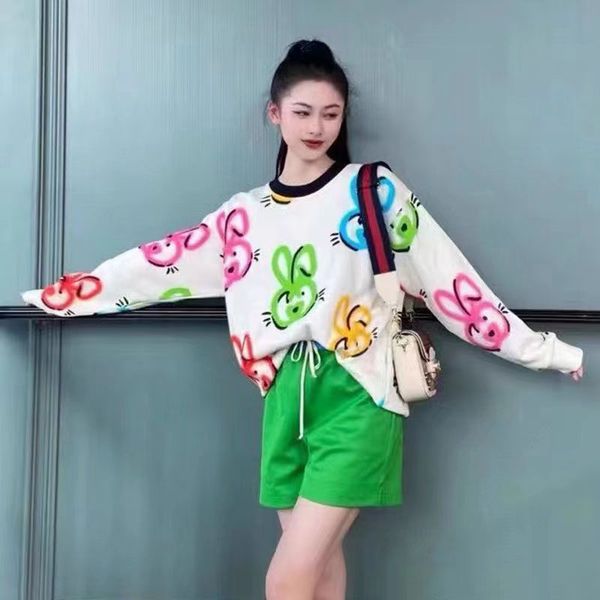 

2023 men's and women's hoodie sweatshirt european fashion brand limited graffiti year of the rabbit pattern sleeve hip hop pullove, Black