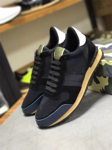 

casual sneakers runner trainers shoes walking shoes studded leather rock camo camouflage studded rockrunne ly, Black