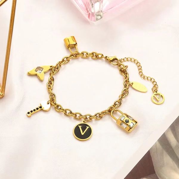 

bracelets designer for women link charm bracelet for women luxury jewelry womens gold love links bracelets ladies letter v ornaments braccia, Black