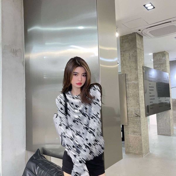 

23ss designer women new bottoming shirt round neck high-elastic velvet womens clothing, White;black